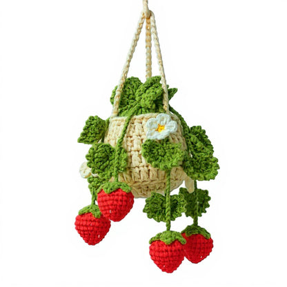 Anna-Kaci Handmade Crochet Hanging Flower Basket Decoration with Blooming Details