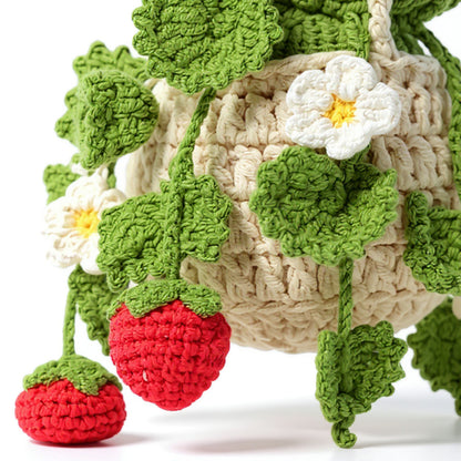 Anna-Kaci Handmade Crochet Hanging Flower Basket Decoration with Blooming Details
