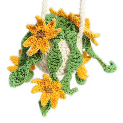 Anna-Kaci Handmade Crochet Hanging Flower Basket Decoration with Blooming Details