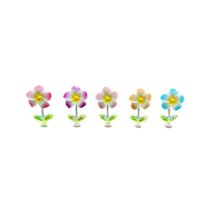 Anna-Kaci Mini Crystal Flower Figurine Set with Colorful Petals and Green Leaves