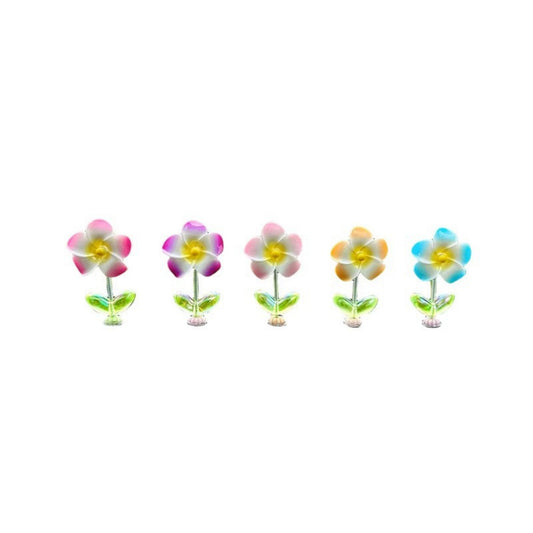 Anna-Kaci Mini Crystal Flower Figurine Set with Colorful Petals and Green Leaves