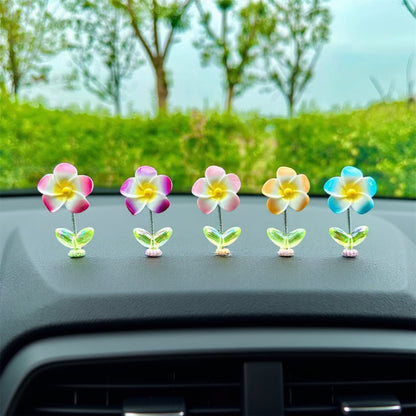 Anna-Kaci Mini Crystal Flower Figurine Set with Colorful Petals and Green Leaves