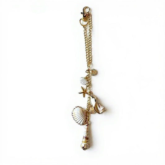 Anna-Kaci Gold Tone Seashell and Starfish Charm Keychain with Nautical Accents