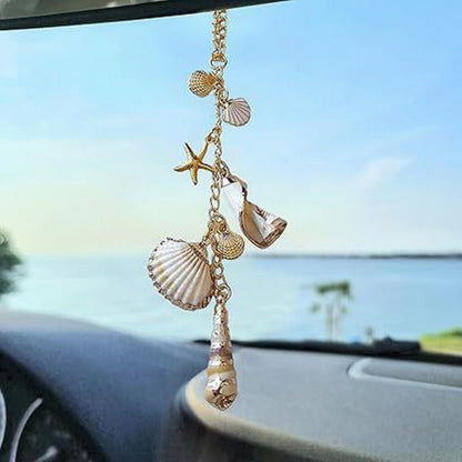 Anna-Kaci Gold Tone Seashell and Starfish Charm Keychain with Nautical Accents