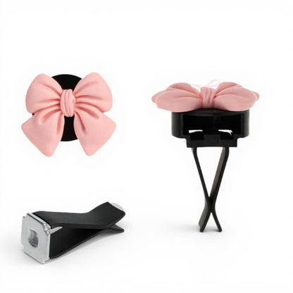 Anna-Kaci 5-Piece Pink Bow Car Air Vent Clip Set with Soft Decorative Design