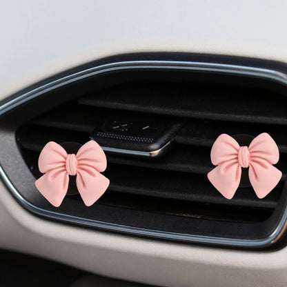 Anna-Kaci 5-Piece Pink Bow Car Air Vent Clip Set with Soft Decorative Design