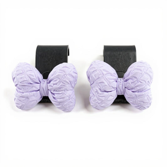 Anna-Kaci 2-Piece Textured Bow Car Air Vent Clip Set with Decorative Lavender Design