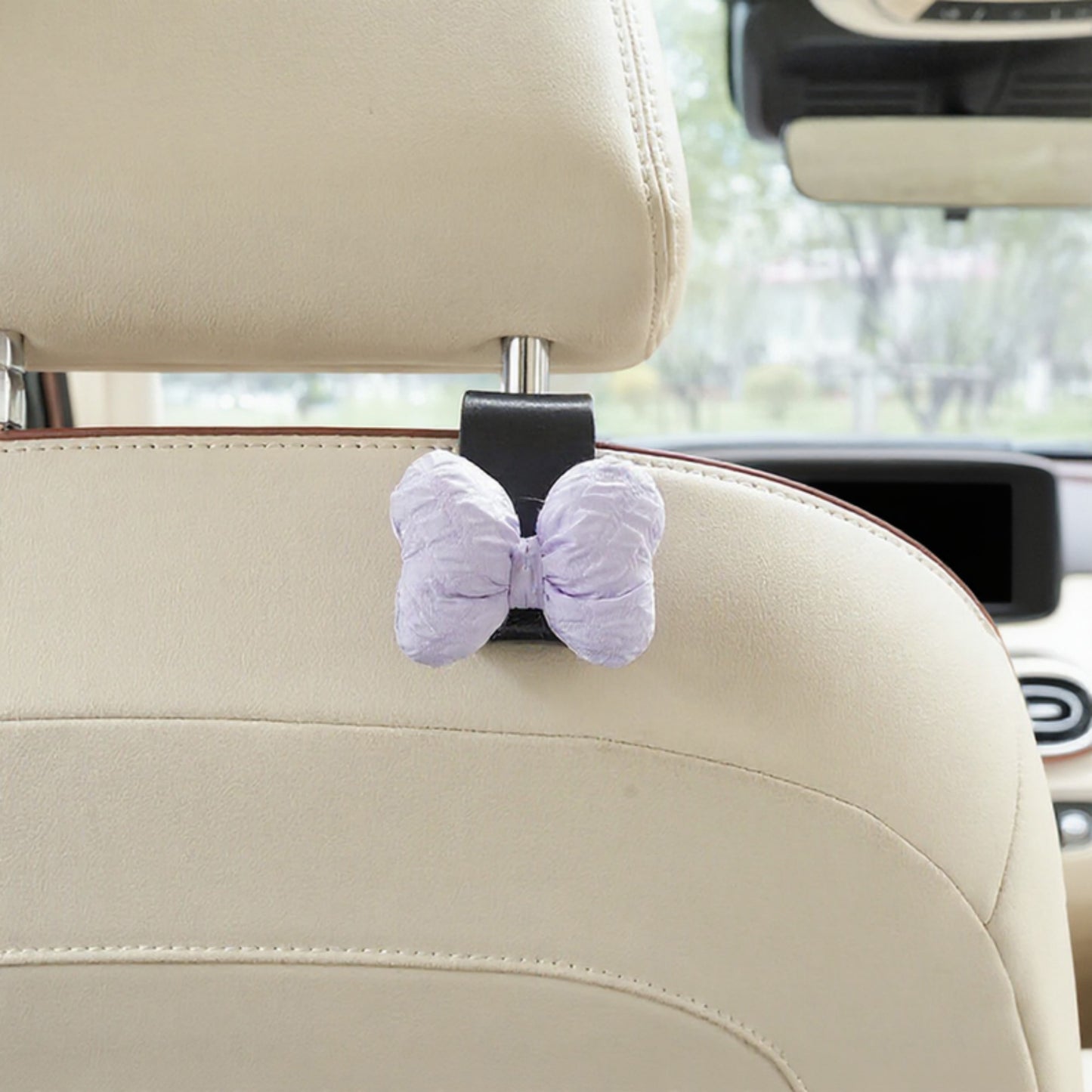 Anna-Kaci 2-Piece Textured Bow Car Air Vent Clip Set with Decorative Lavender Design