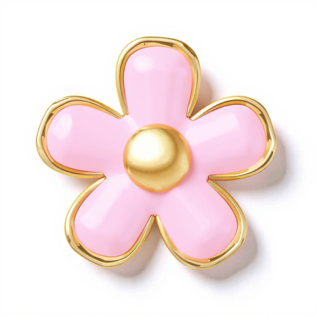 Anna-Kaci 6-Piece Pink Flower Car Air Vent Clip Set with Gold Accent Petals