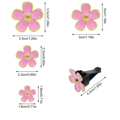 Anna-Kaci 6-Piece Pink Flower Car Air Vent Clip Set with Gold Accent Petals