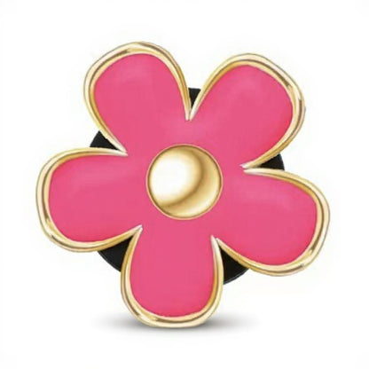 Anna-Kaci 6-Piece Pink Flower Car Air Vent Clip Set with Gold Accent Petals