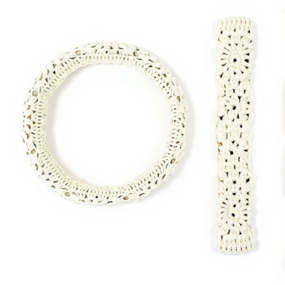 Anna-Kaci Handcrafted Crochet Steering Wheel Cover and Seat Belt Pad Set