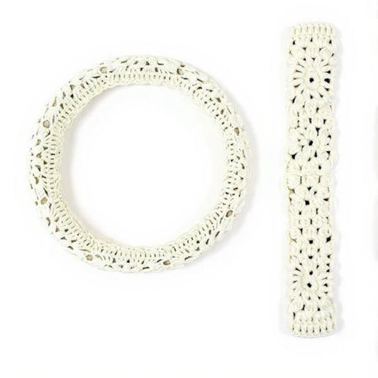 Anna-Kaci Handcrafted Crochet Steering Wheel Cover and Seat Belt Pad Set