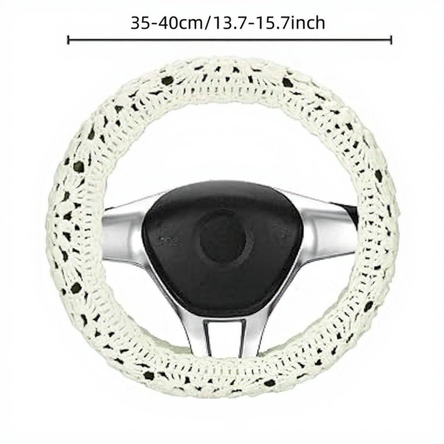 Anna-Kaci Handcrafted Crochet Steering Wheel Cover and Seat Belt Pad Set