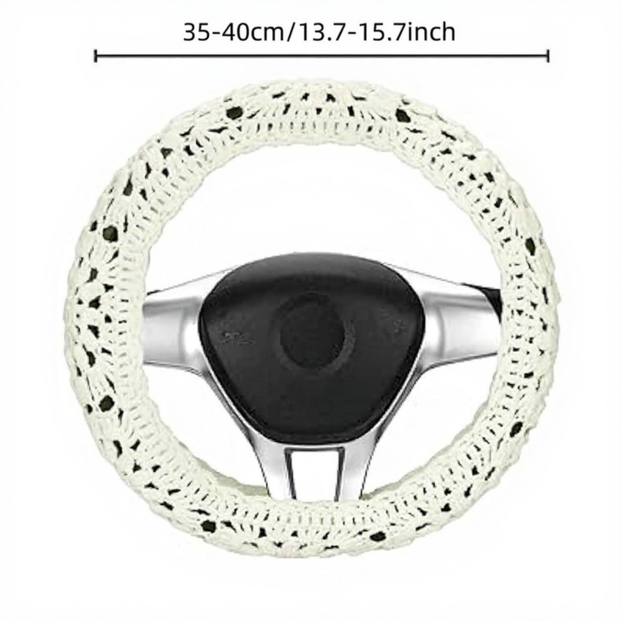 Anna-Kaci Handcrafted Crochet Steering Wheel Cover and Seat Belt Pad Set
