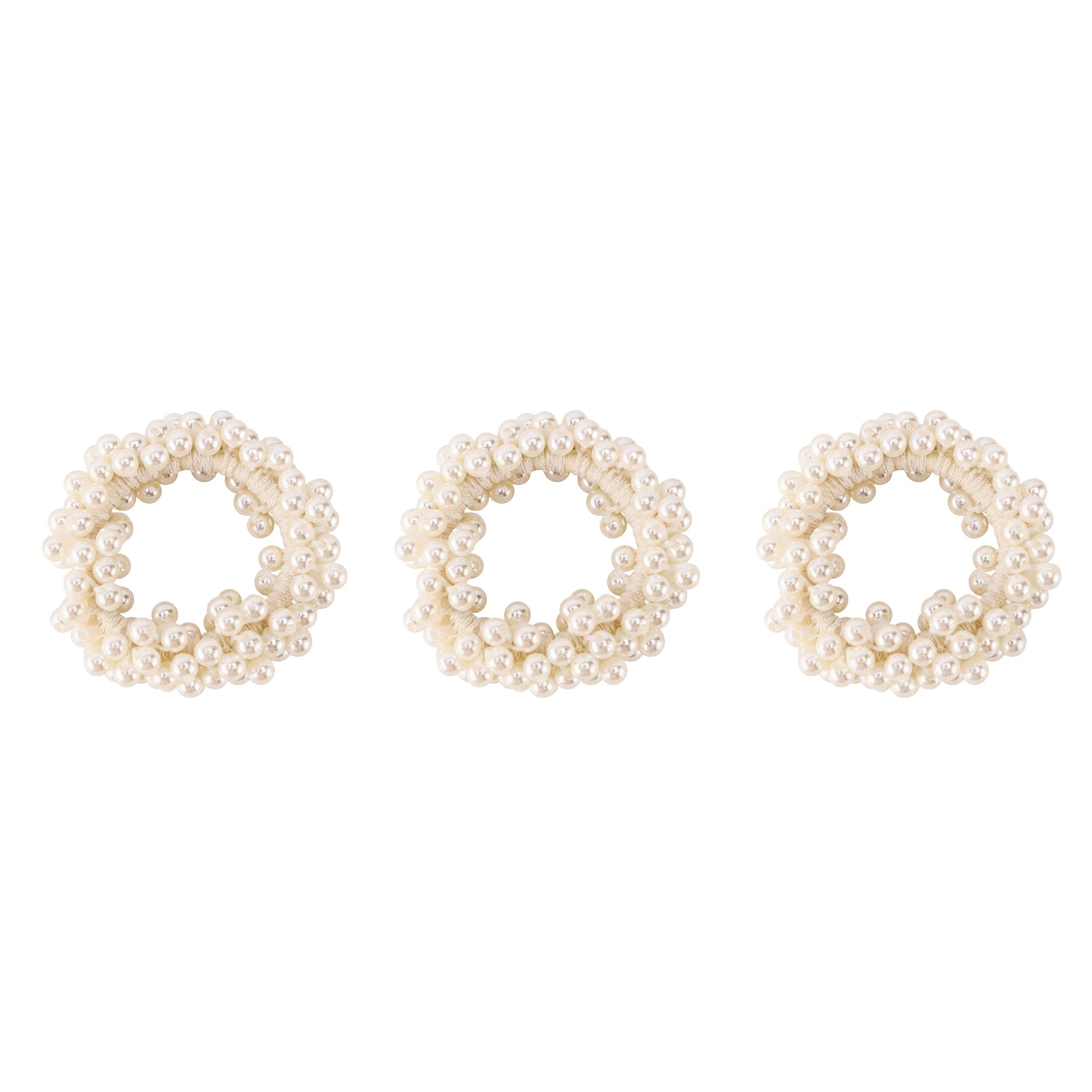 Anna-Kaci 3pcs Elastic Hair Tie with Faux Pearl Bead Detailing and Stretchable Design