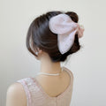 Anna-Kaci 2pcs Sheer Organza Bow Hair Clip with Rhinestone Embellishments and Elegant Layered Design