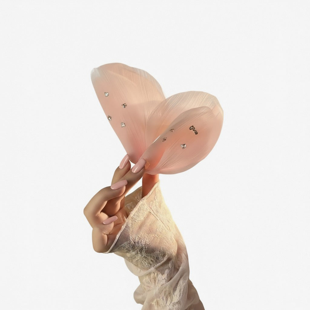 Anna-Kaci 2pcs Sheer Organza Bow Hair Clip with Rhinestone Embellishments and Elegant Layered Design