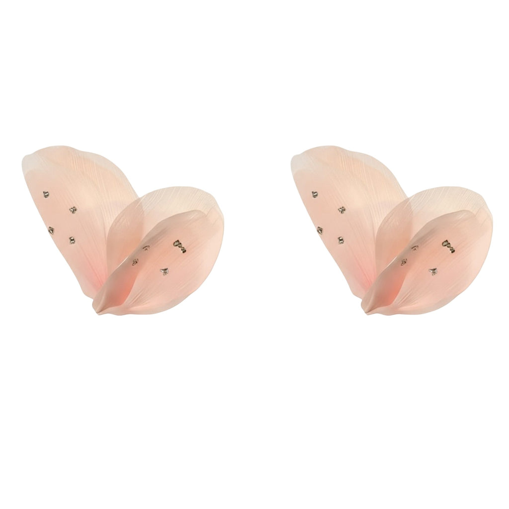 Anna-Kaci 2pcs Sheer Organza Bow Hair Clip with Rhinestone Embellishments and Elegant Layered Design