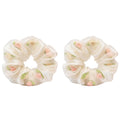 Anna-Kaci 2pcs Sheer Organza Scrunchie with Embroidered Mini Roses and Soft Layered Design