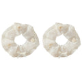 Anna-Kaci 2pcs Sheer Organza Scrunchie with Embroidered Mini Roses and Soft Layered Design