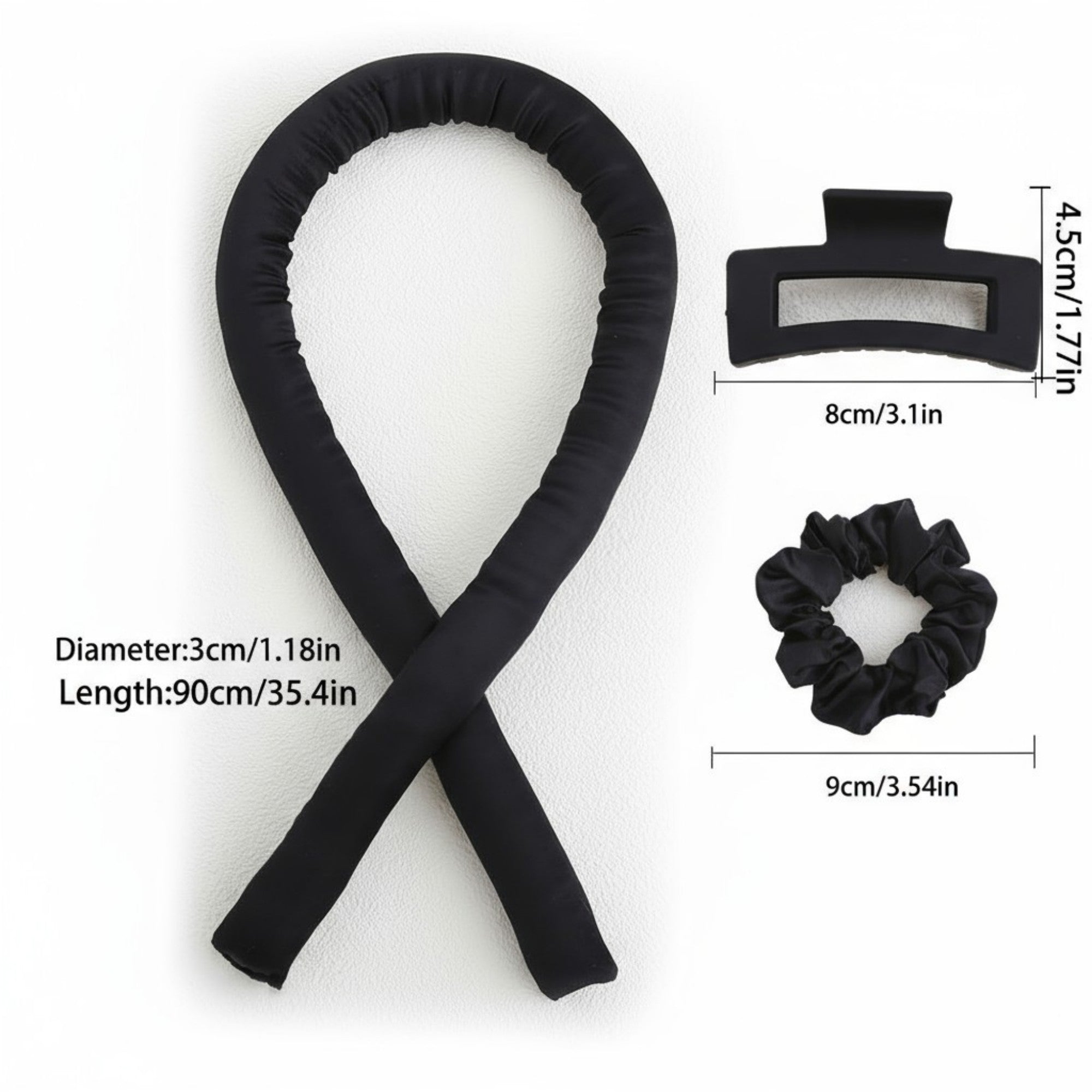 Anna-Kaci No-Heat Curling Ribbon Set with Satin Scrunchies and Hair Clip