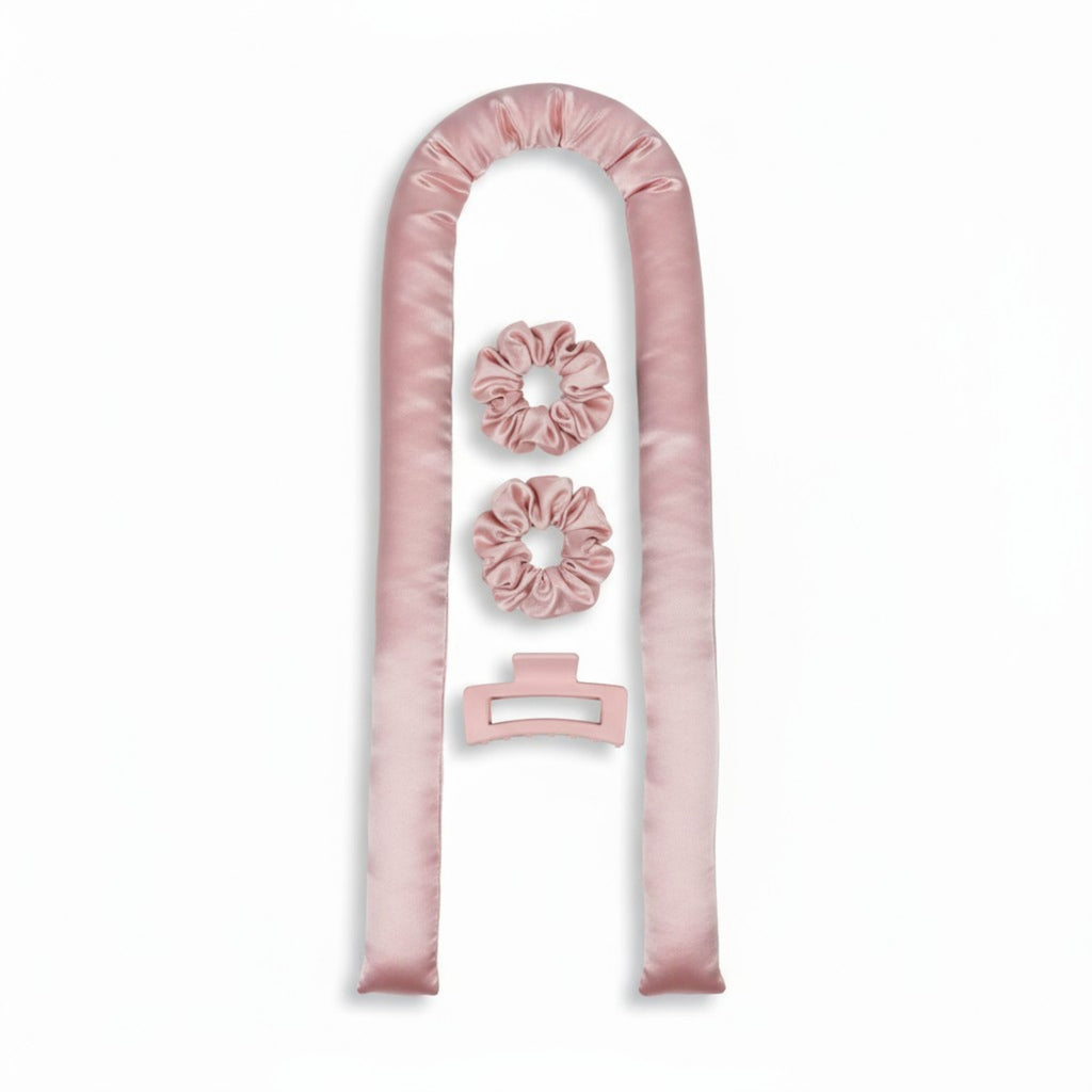 Anna-Kaci No-Heat Curling Ribbon Set with Satin Scrunchies and Hair Clip