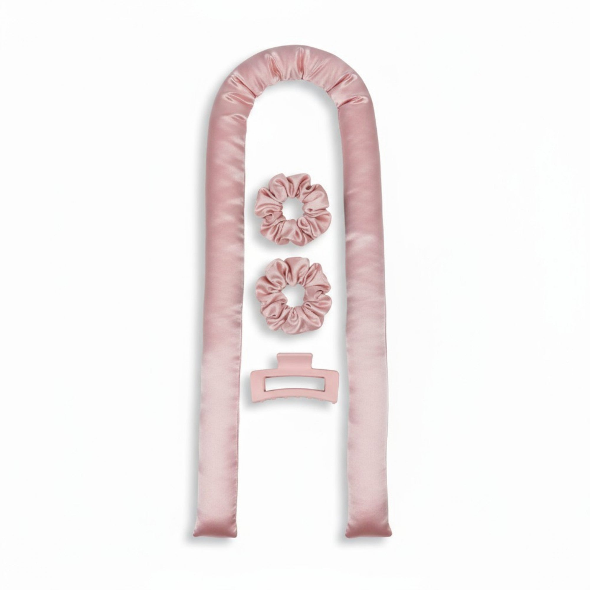 Anna-Kaci No-Heat Curling Ribbon Set with Satin Scrunchies and Hair Clip