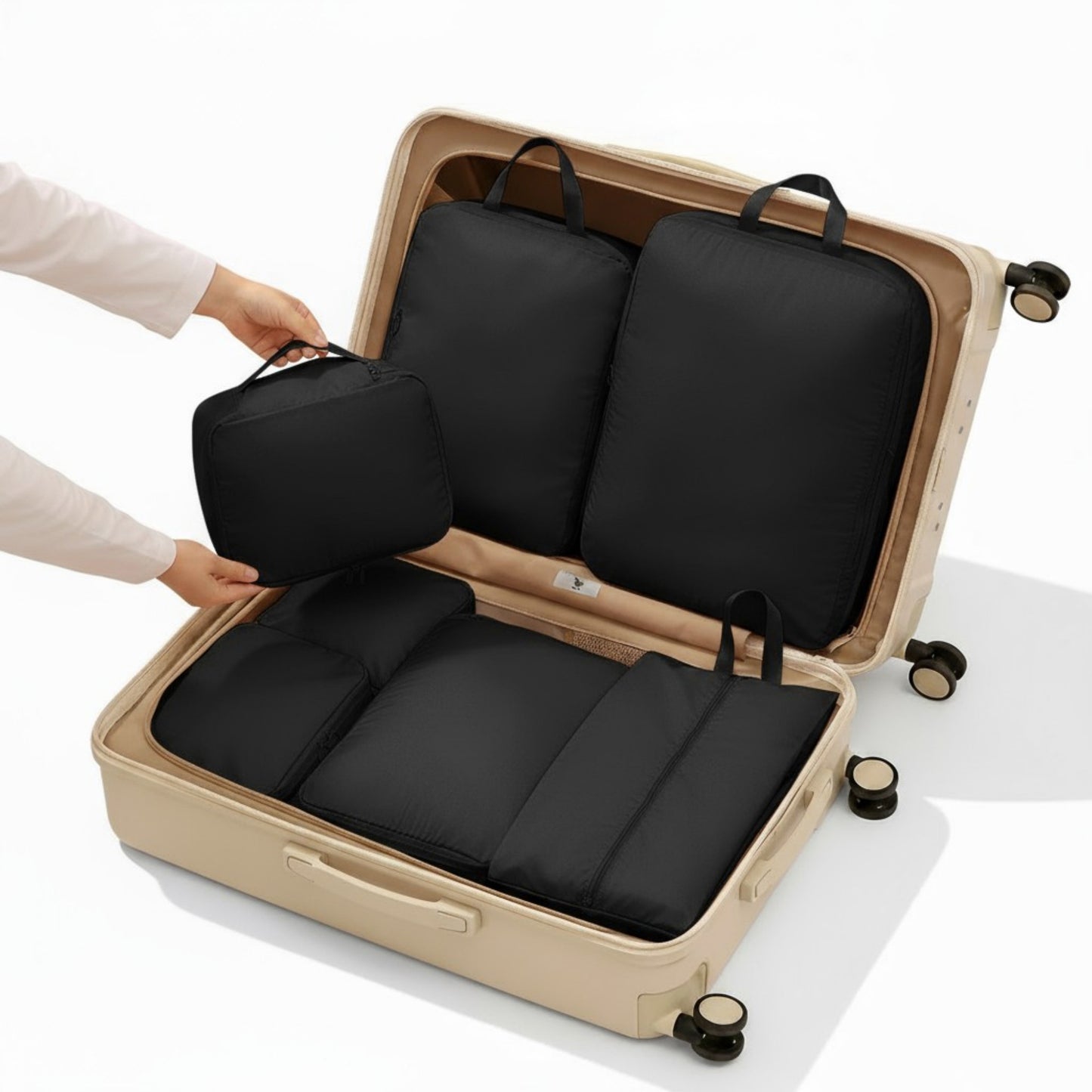 Anna-Kaci 6-Piece Compression Packing Cube Set with Zipper Closure and Handle