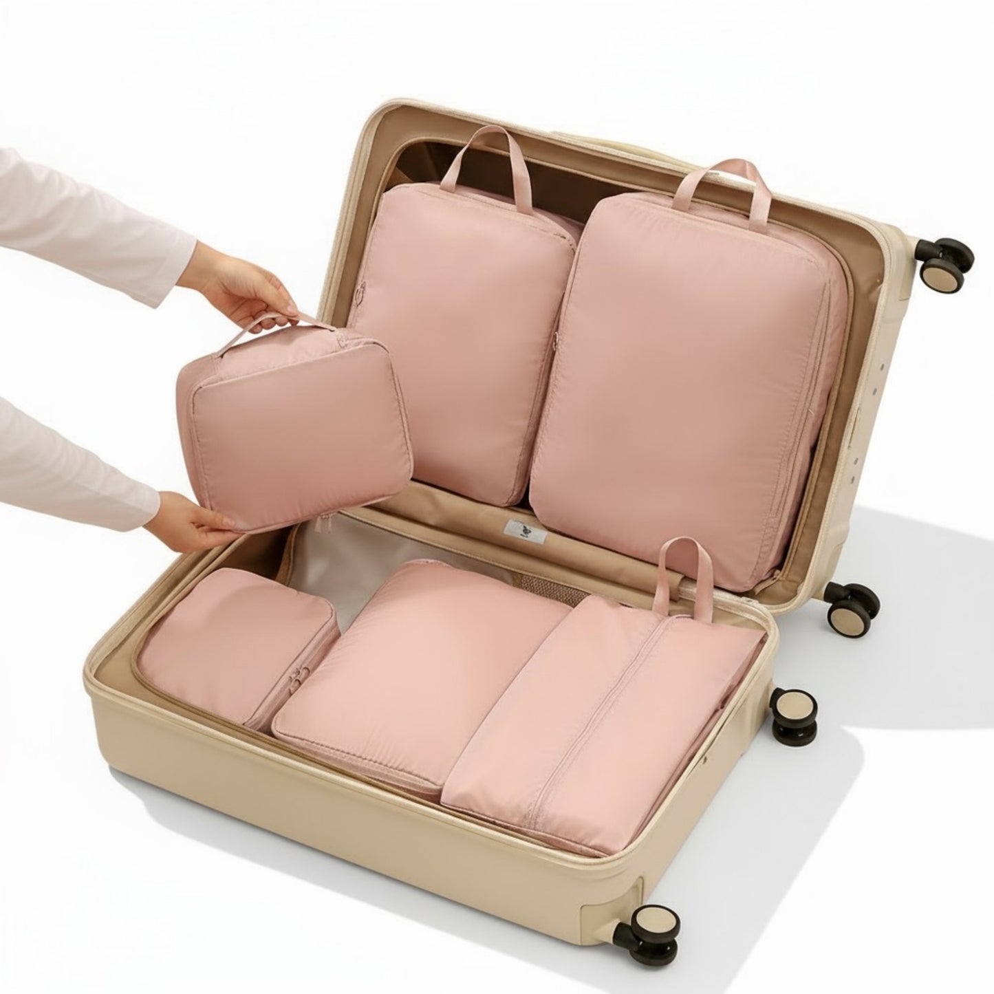 Anna-Kaci 6-Piece Compression Packing Cube Set with Zipper Closure and Handle