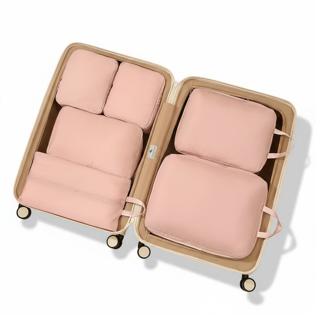 Anna-Kaci 6-Piece Compression Packing Cube Set with Zipper Closure and Handle