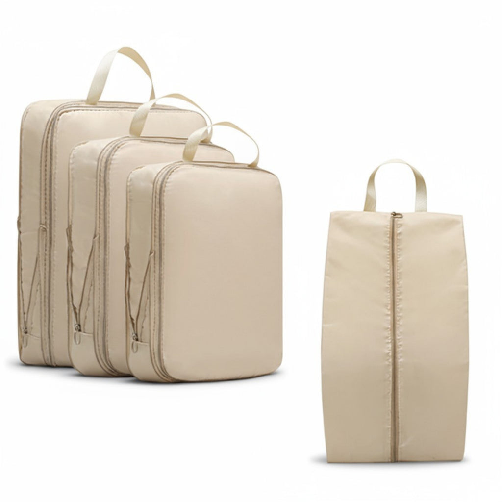Anna-Kaci 4-Piece Compression Packing Cube Set with Zipper Closure and Carry Handles
