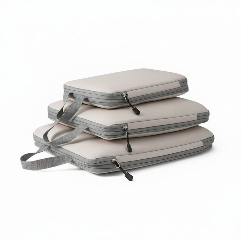 Anna-Kaci 3-Piece Compression Packing Cube Set with Zipper Closure and Carry Handles