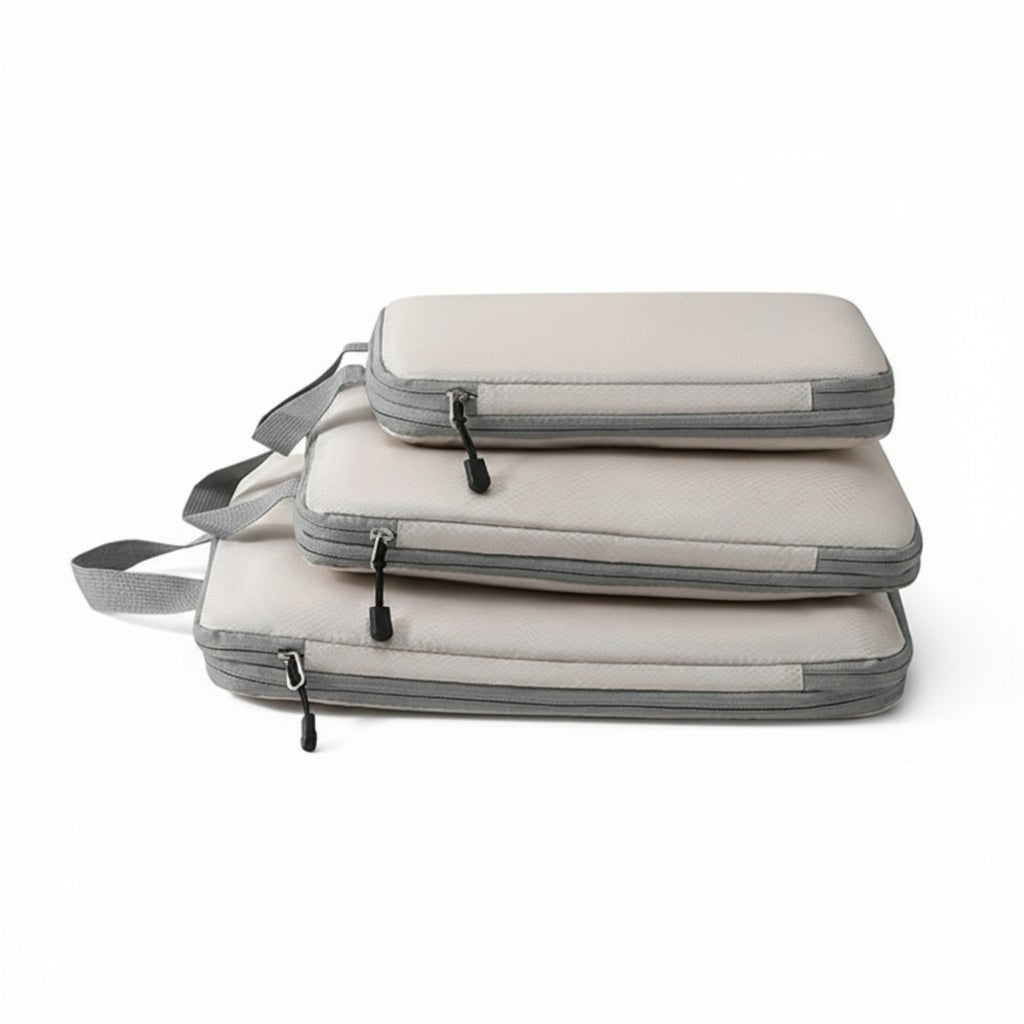 Anna-Kaci 3-Piece Compression Packing Cube Set with Zipper Closure and Carry Handles