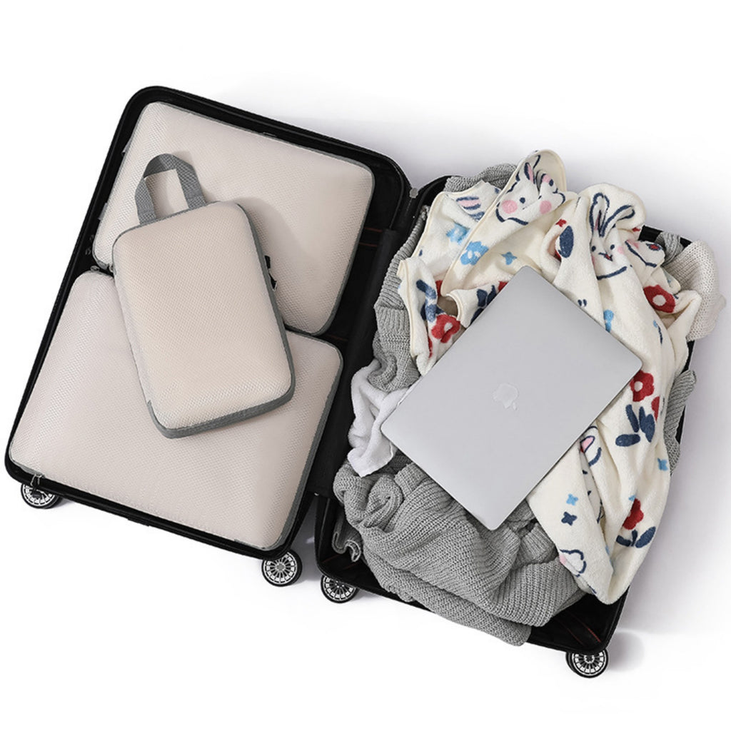 Anna-Kaci 3-Piece Compression Packing Cube Set with Zipper Closure and Carry Handles