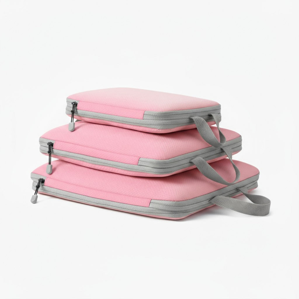 Anna-Kaci 3-Piece Compression Packing Cube Set with Zipper Closure and Carry Handles