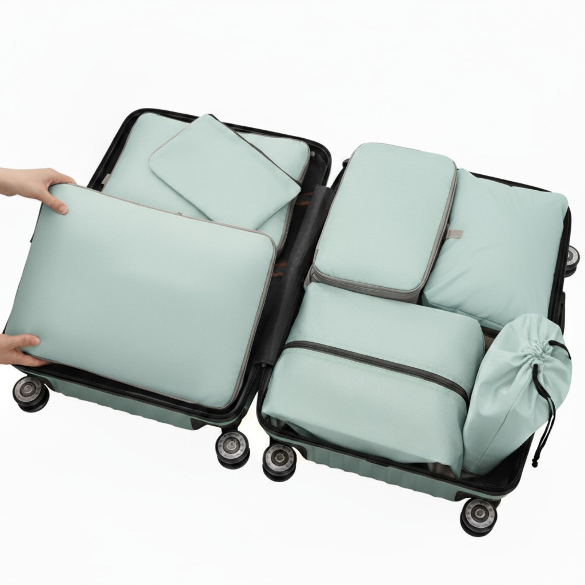 Anna-Kaci 7-Piece Compression Packing Cube Set with Zipper Closures and Carry Handles