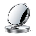 Anna-Kaci Round Silver Compact Car Mirror with Adjustable Angle