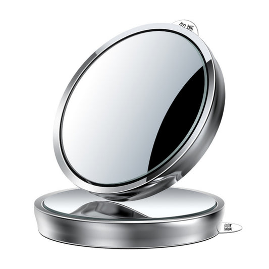 Anna-Kaci Round Silver Compact Car Mirror with Adjustable Angle