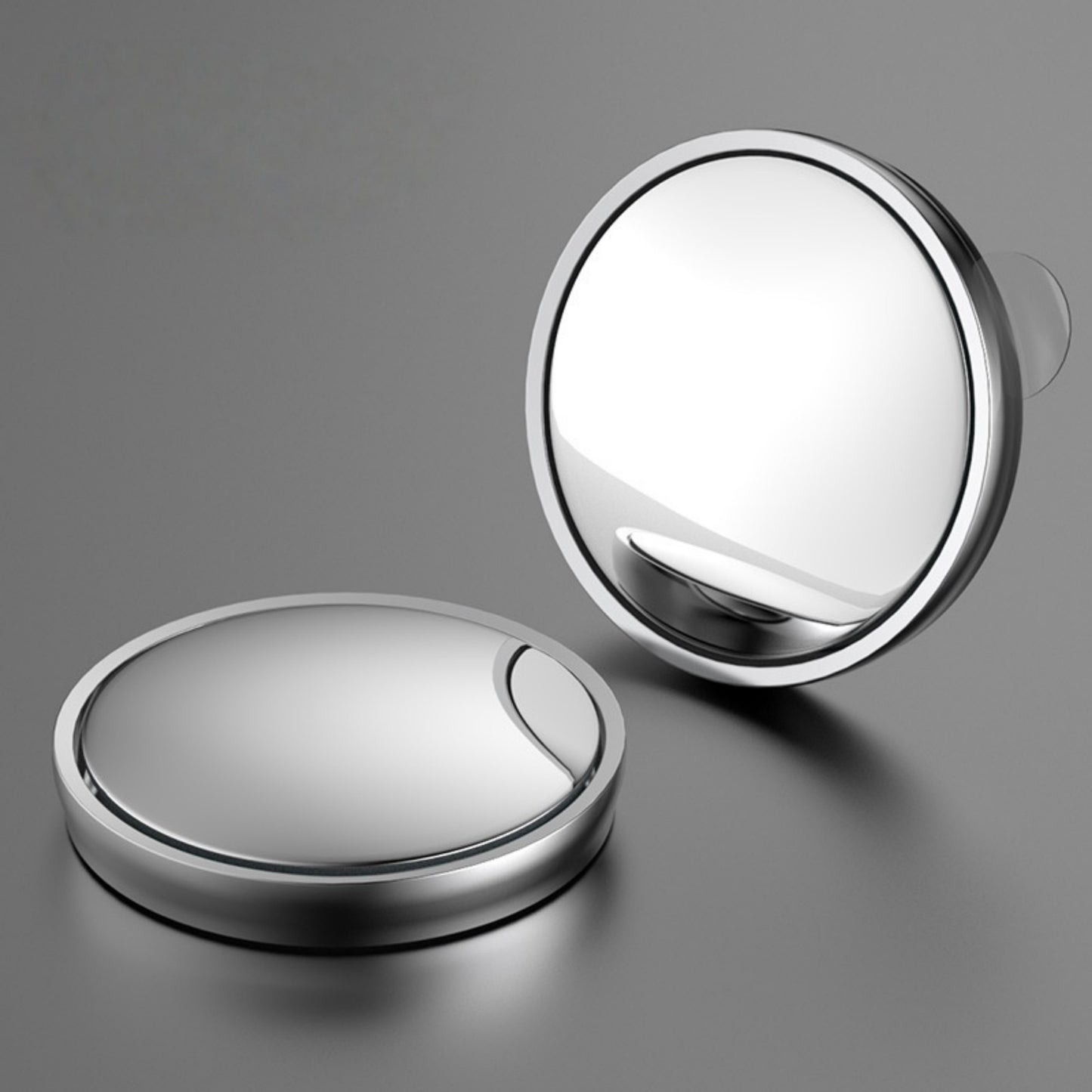 Anna-Kaci Round Silver Compact Car Mirror with Adjustable Angle