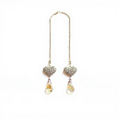 Anna-Kaci Sparkling Rhinestone Heart Chain Car Mirror Charm with Crystal Teardrop Pendants