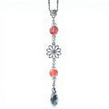 Anna-Kaci Crystal Bead Car Mirror Charm with Silver Daisy and Teardrop Pendant