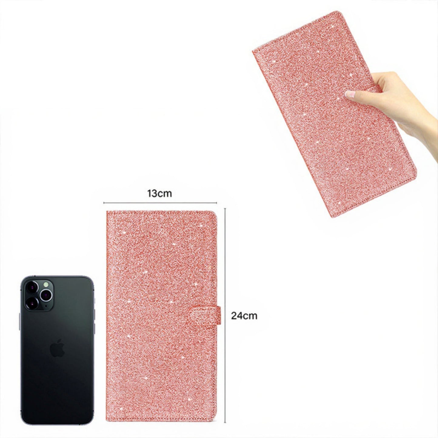 Anna-Kaci Glitter Travel Document Holder with Multiple Card Slots and Secure Closure 5x0.4x9.5 in