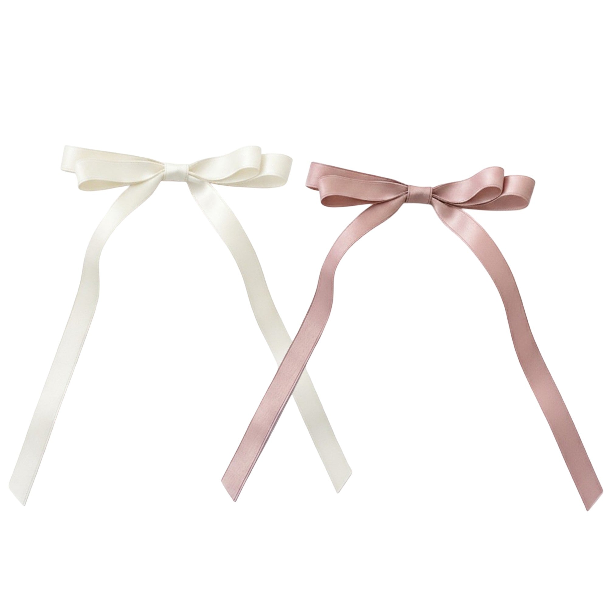 Anna-Kaci 2pcs per Set Long Ribbon Bow Hair Clip with Sleek Streamer Tails and Elegant Minimalist Design