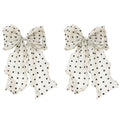 Anna-Kaci 2pcs Polka Dot Chiffon Bow Hair Clip with Flowing Ribbon Tails and Lightweight Sheer Fabric