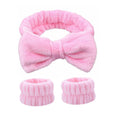 Anna-Kaci Plush Bow Spa Headband and Wristband Set for Face Washing and Skincare
