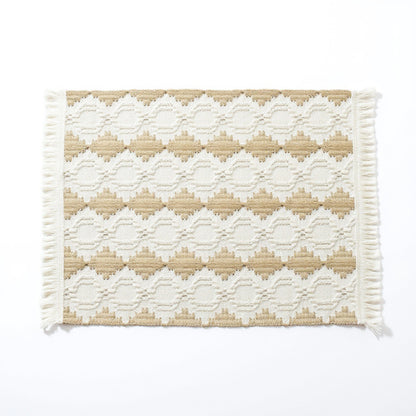 Anna-Kaci Set of 2 Woven Cotton Placemats with Fringe Edges for Dining Table