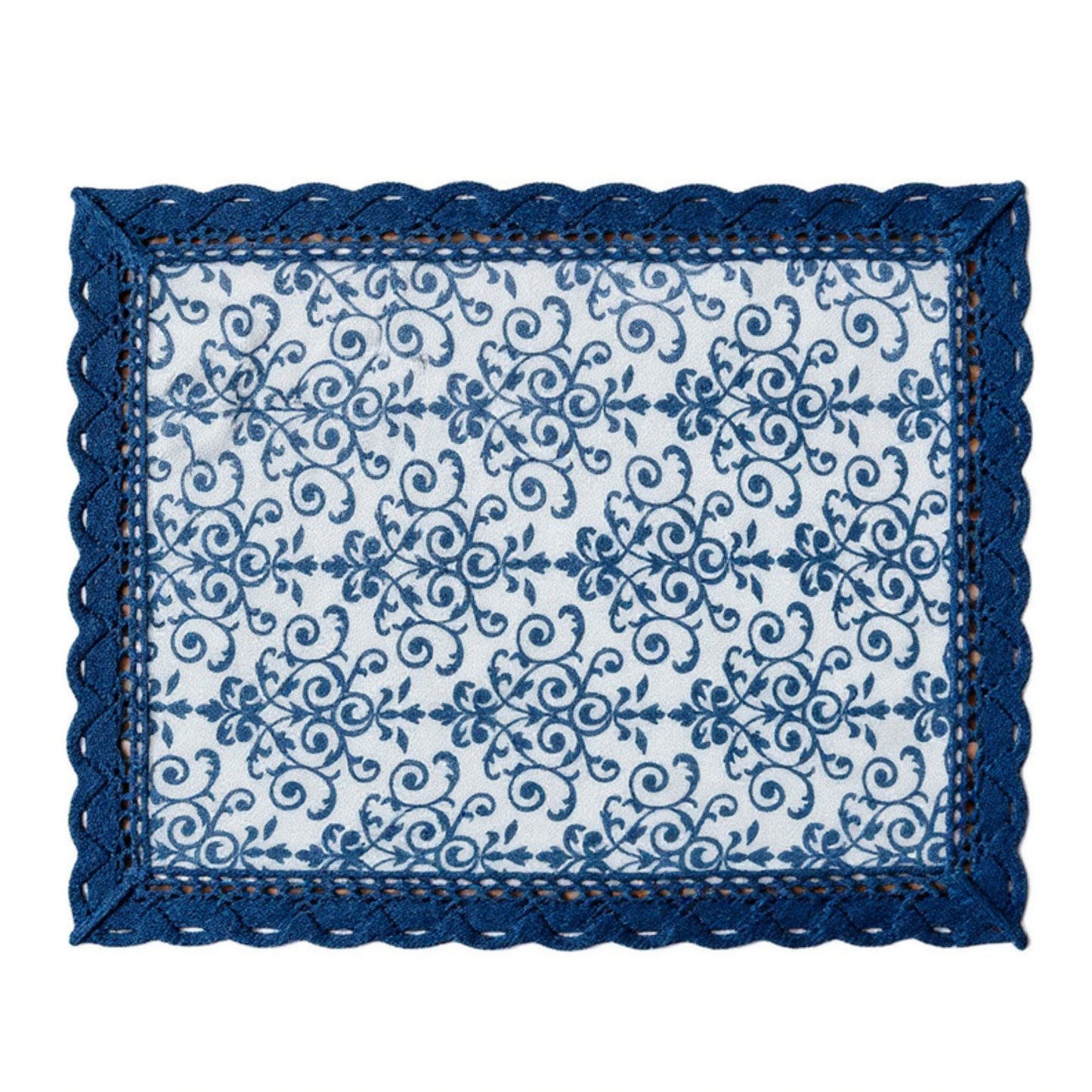 Anna-Kaci Floral Embroidered Table Runner with Crocheted Lace Edges