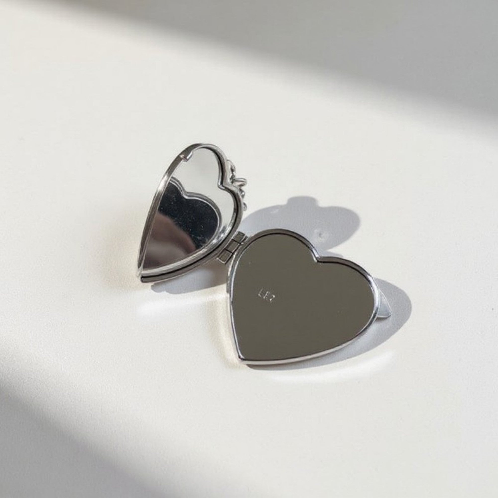 Anna-Kaci Silver Heart Locket Keychain with 3D Bow Detail and Clasp Ring