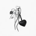Anna-Kaci Heart Charm Keychain with Silver Chain Details and Bow Accent